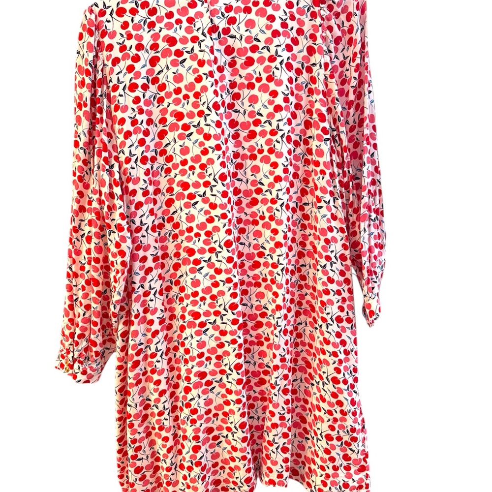 LOFT Red and White Long Sleeve Shift Dress - Picture 5 of 6